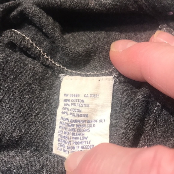 Grey V neck short sleeve American Eagle size Medium.  Pink polka dots.  Bon Jour - Picture 7 of 8